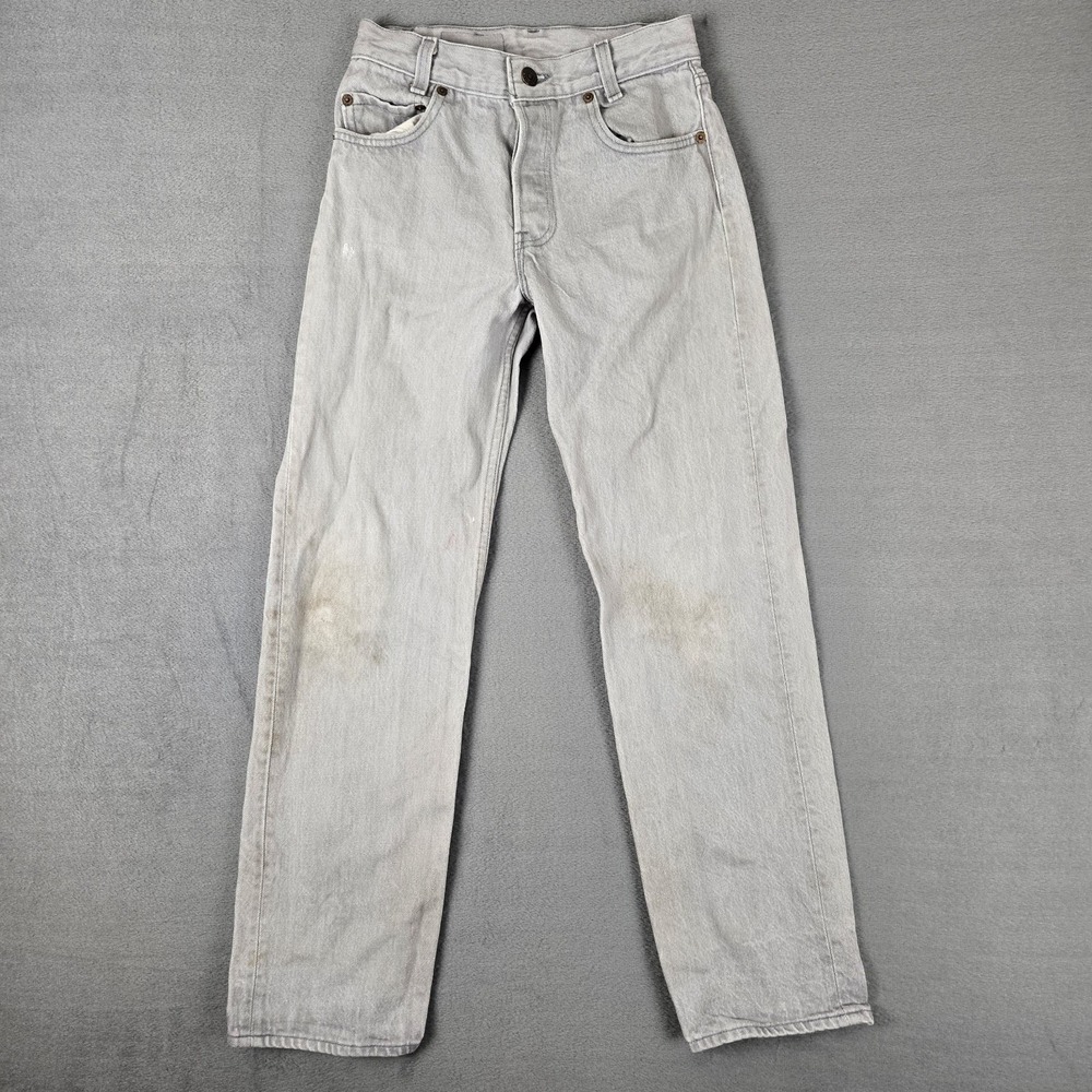 Distressed Vintage Levi's 701-5755 Student Fit Denim‎ Gray Jeans USA Made 25x28